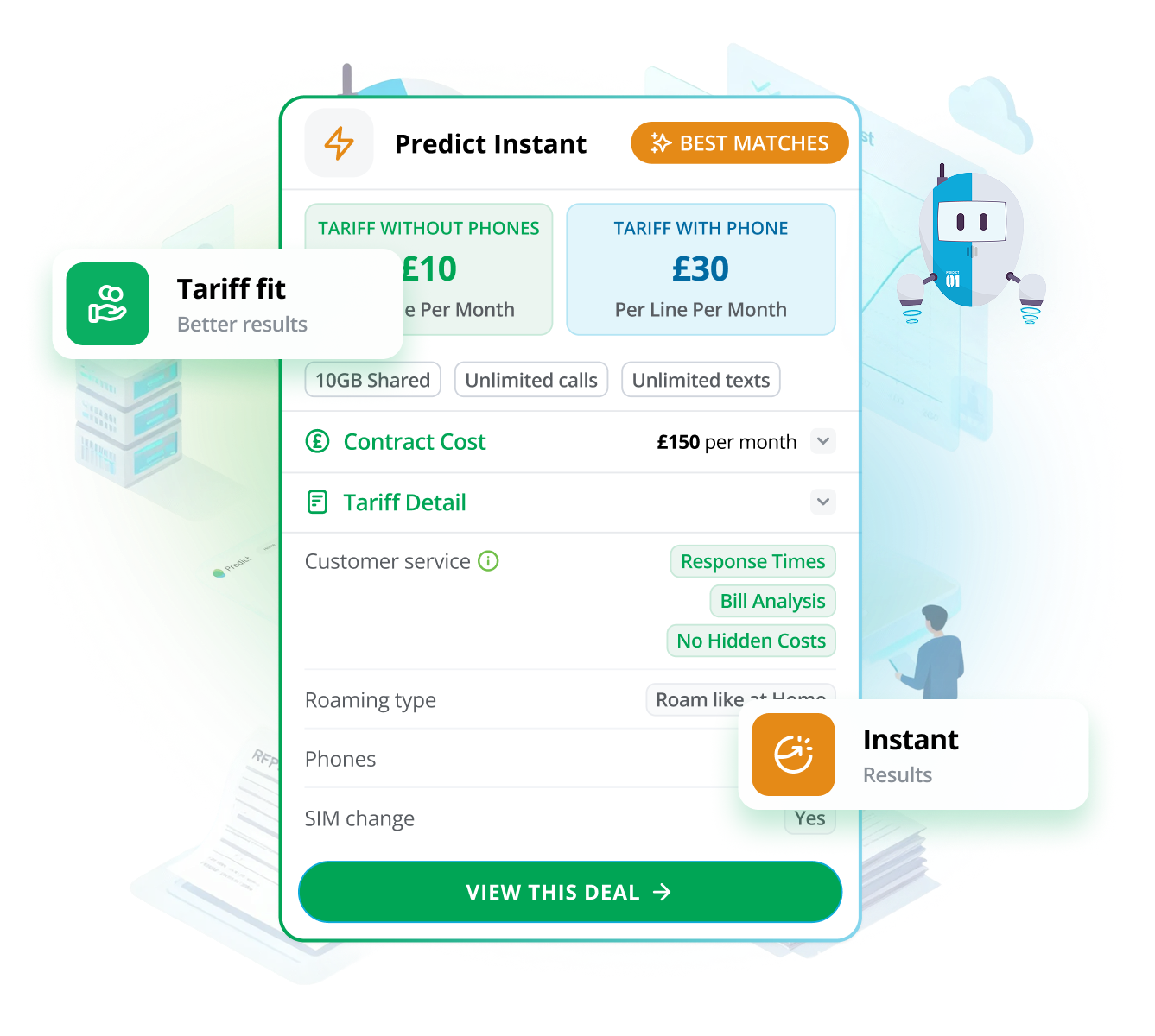 Predict Instant deal comparison interface